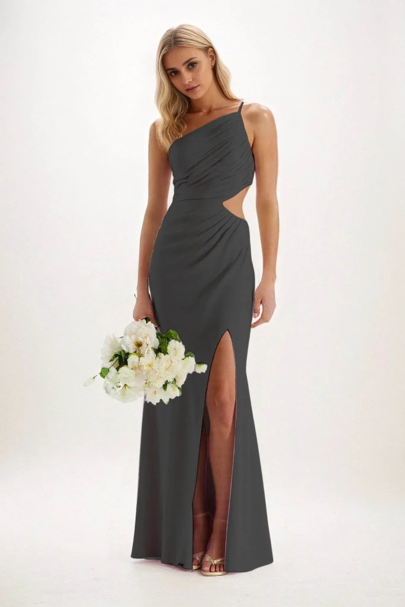 Sheath-Column Maxi Luxe Satin Dress CB084CS - COCOMELODY